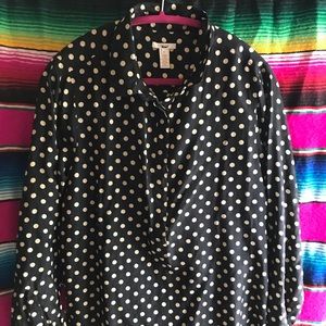 J.Crew polka dot half button down top